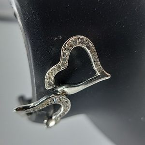 Silver open heart peirce earrings